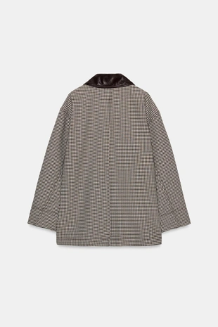 Куртка «гусиная лапка» с отделкой под кожу- Заказать в России