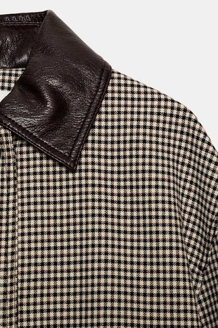 Куртка «гусиная лапка» с отделкой под кожу- Заказать в России