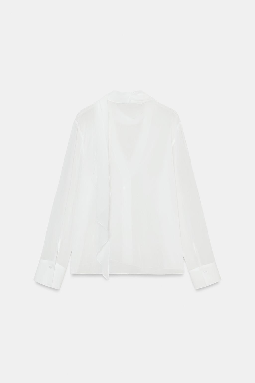 БЛУЗА ИЗ ПОЛУПРОЗРАЧНОЙ ТКАНИ С ЦВЕТОЧНЫМ УЗОРОМ