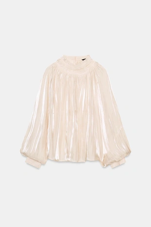 Блуза из блестящей атласной ткани- Заказать в России