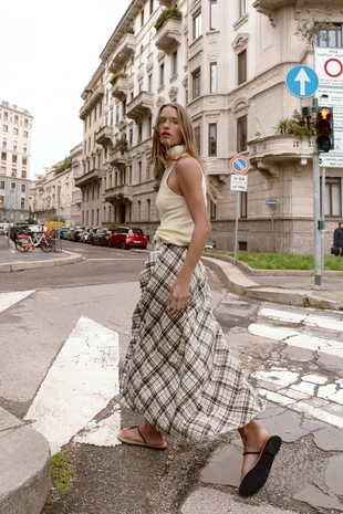 Юбка миди в клетку- Заказать в России