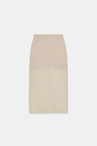 Прямая комбинированная трикотажная юбка- Заказать в России