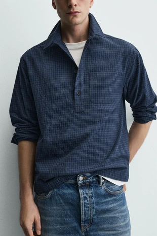 Рубашка-поло REGULAR FIT в клетку- Заказать в России