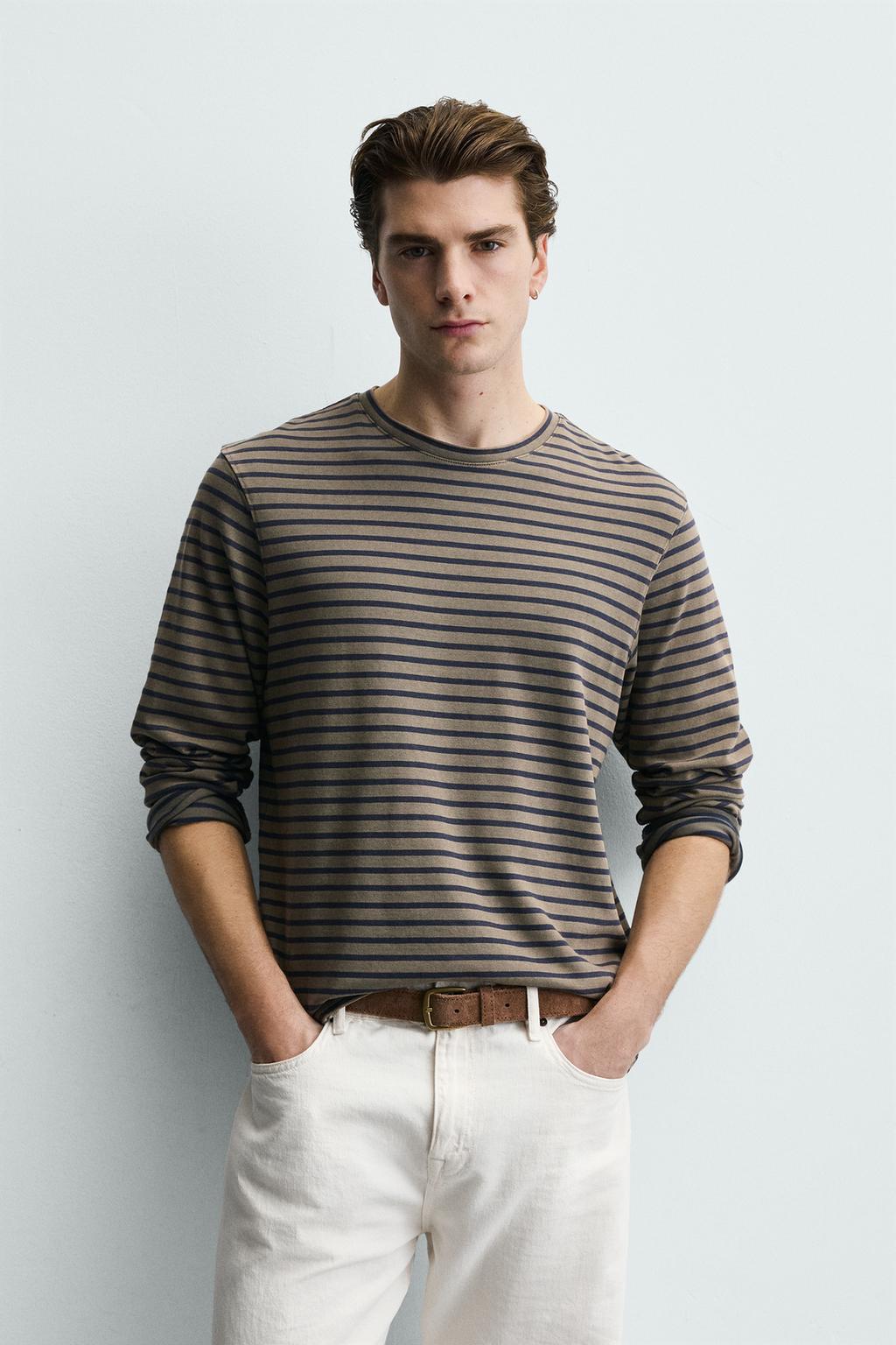 ФУТБОЛКА В ПОЛОСКУ С ЭФФЕКТОМ ПОТЕРТОСТИ