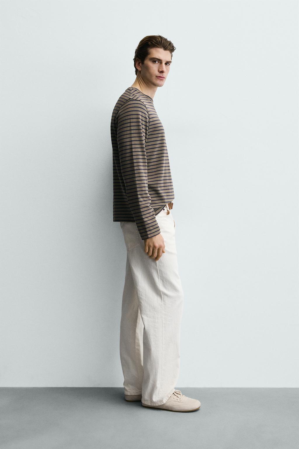 ФУТБОЛКА В ПОЛОСКУ С ЭФФЕКТОМ ПОТЕРТОСТИ