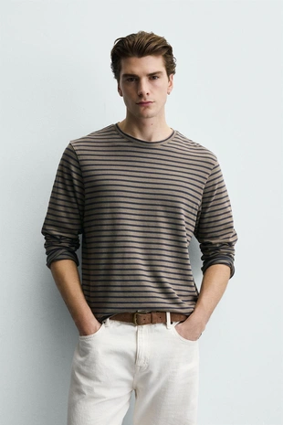 Футболка в полоску с эффектом потертости- Заказать в России