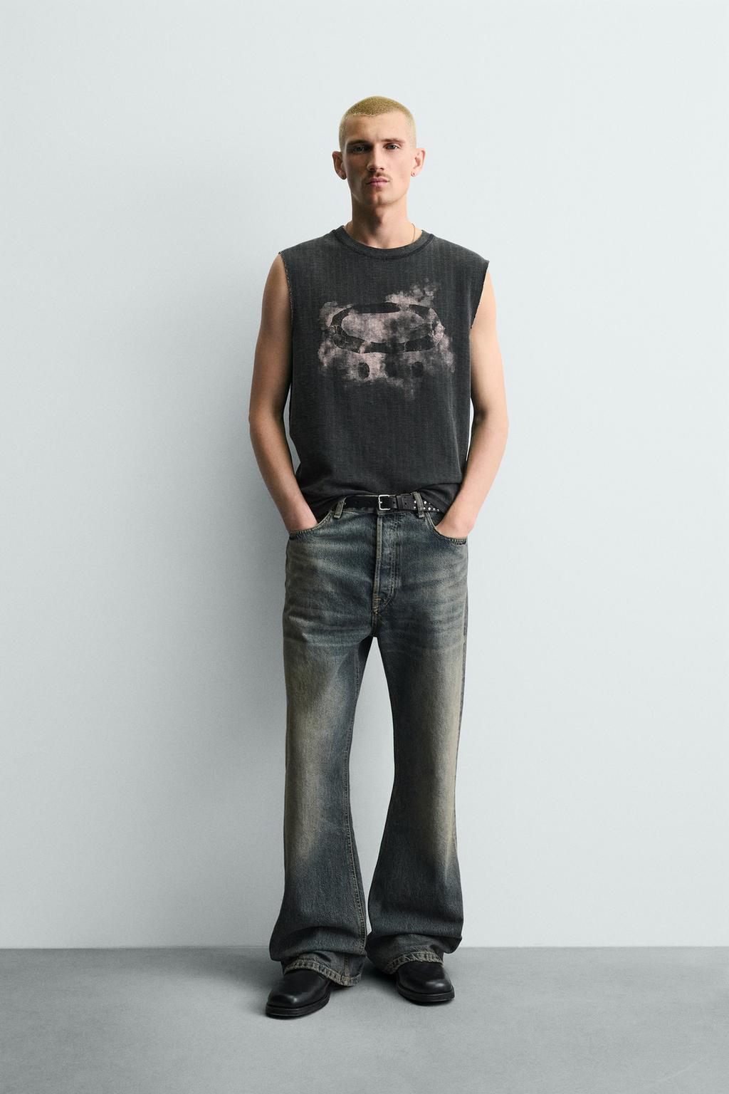 ТРИКОТАЖНЫЙ ТОП БЕЗ РУКАВОВ С ПРИНТОМ