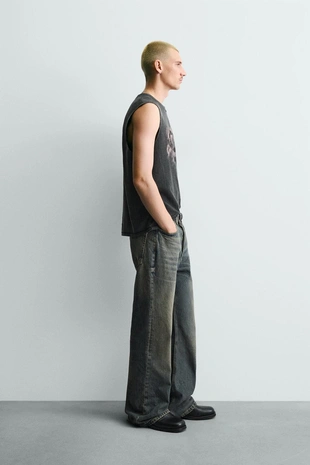 Трикотажный топ без рукавов с принтом- Заказать в России