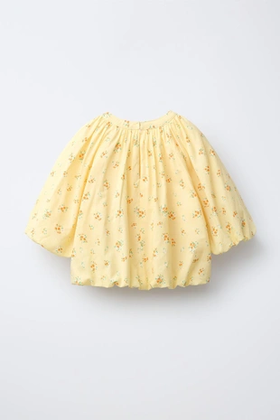 Блуза объемный рукав цветочный принт