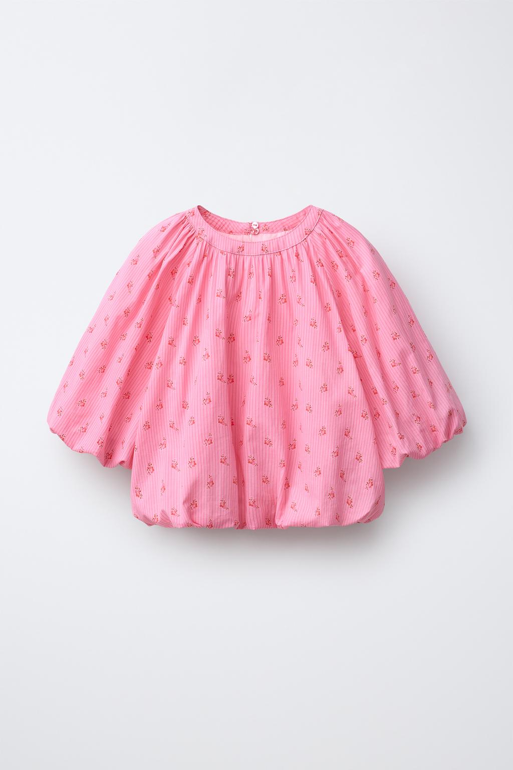 БЛУЗА С ОБЪЕМНЫМИ РУКАВАМИ И ЦВЕТОЧНЫМ ПРИНТОМ