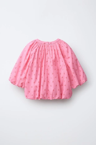 Блуза с объемными рукавами и цветочным принтом- Заказать в России