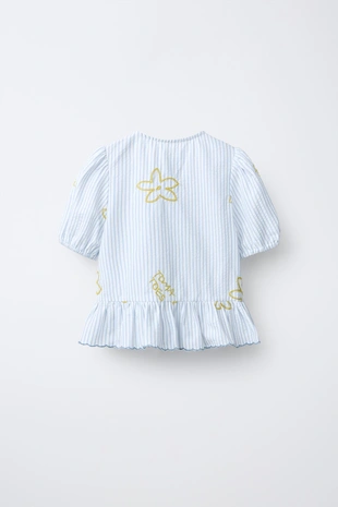 Блуза в полоску с вышивкой- Заказать в России