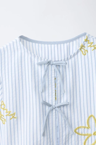 Блуза в полоску с вышивкой- Заказать в России