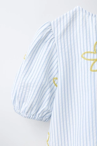 Блуза в полоску с вышивкой- Заказать в России