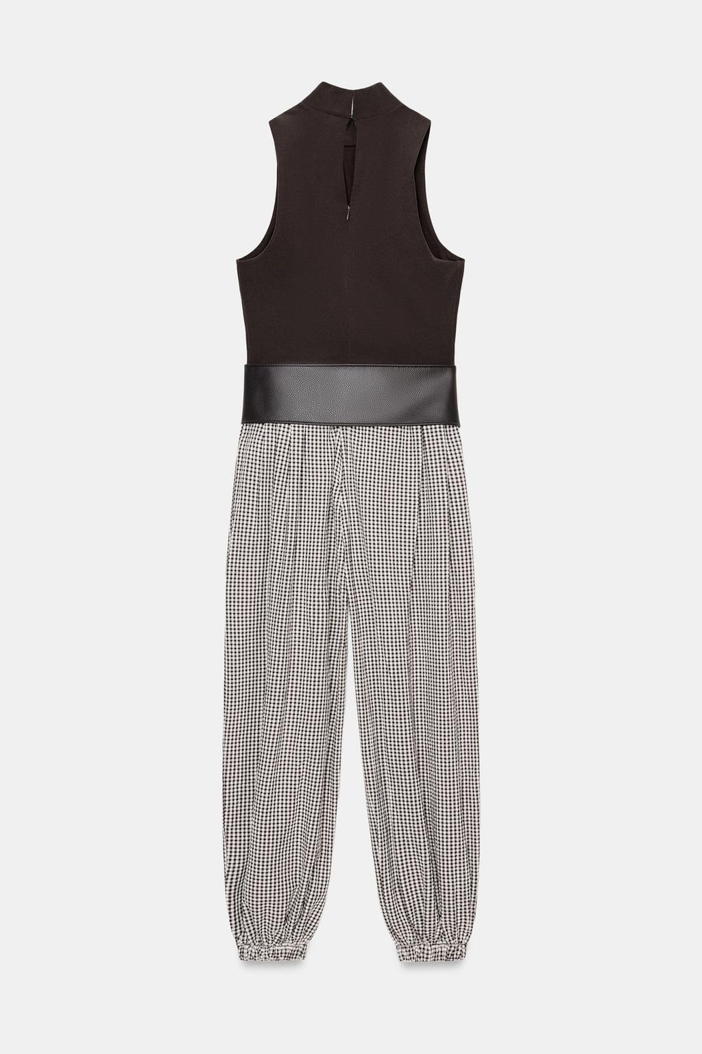 КОМБИНЕЗОН В КЛЕТКУ ВИШИ С ПОЯСОМ