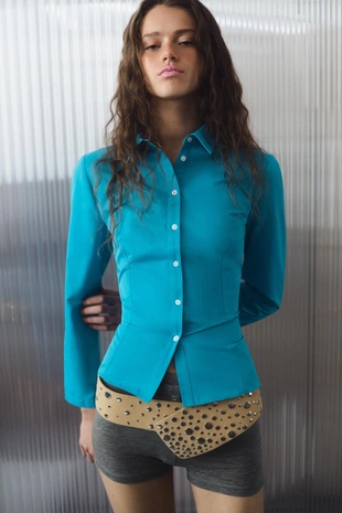 Кожаный ремень-корсет 100% с заклепками- Заказать в России