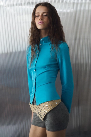 Кожаный ремень-корсет 100% с заклепками- Заказать в России