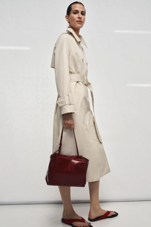 Кожаная мини-сумка-шопер с двойным карманом