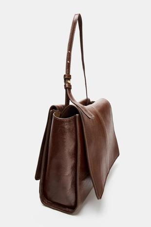 Кожаная мини-сумка-шопер с двойным карманом- Заказать в России