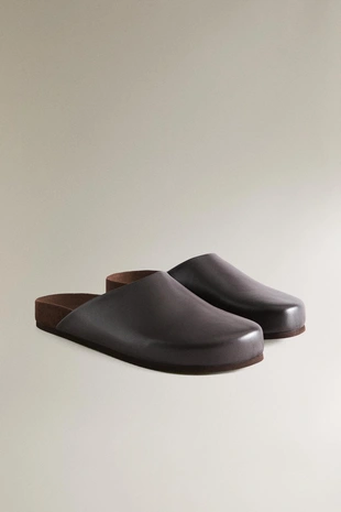 Сабо из натуральной кожи в минималистском стиле- Заказать в России