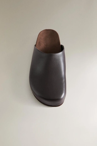 Сабо из натуральной кожи в минималистском стиле- Заказать в России