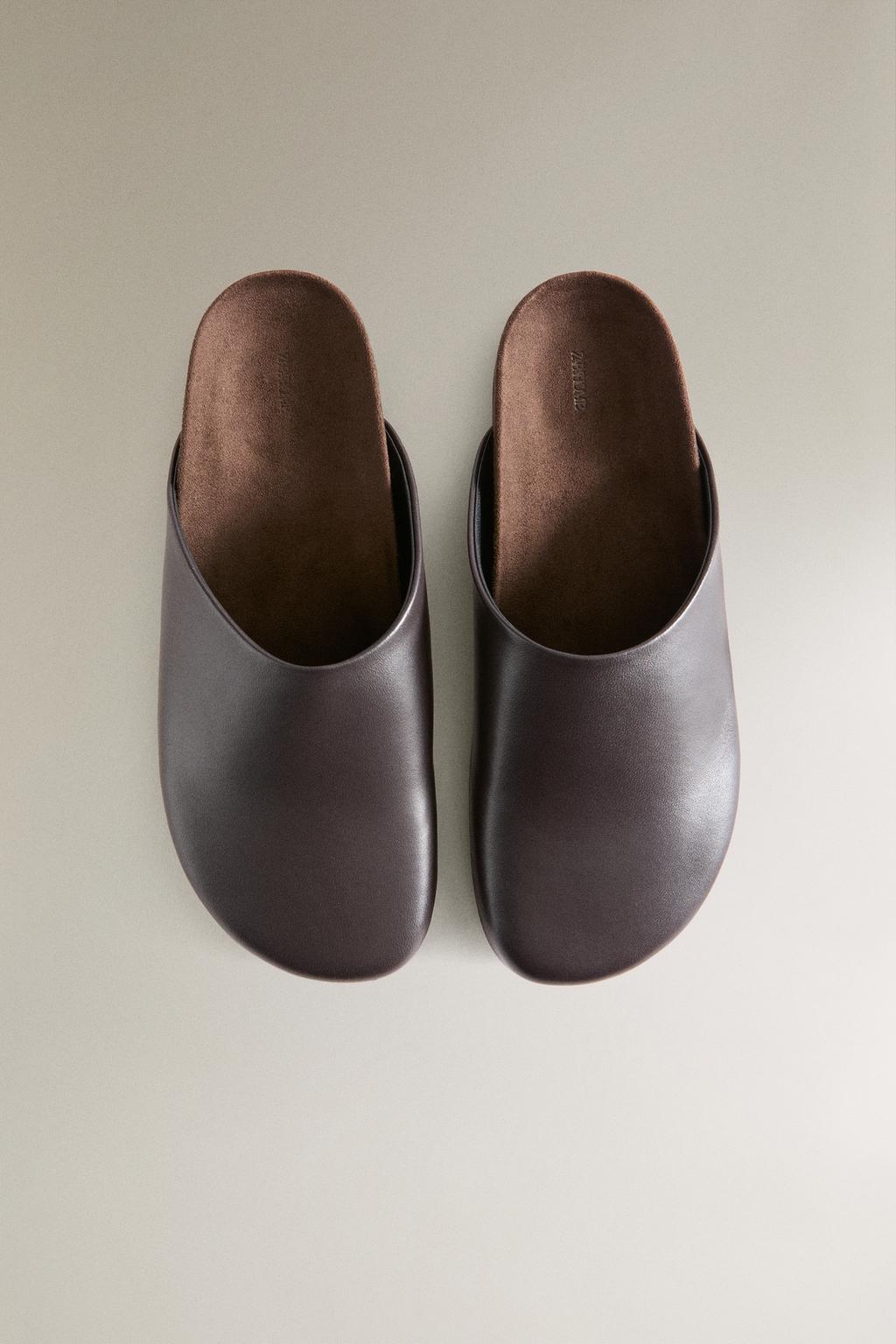 Сабо из натуральной кожи в минималистском стиле