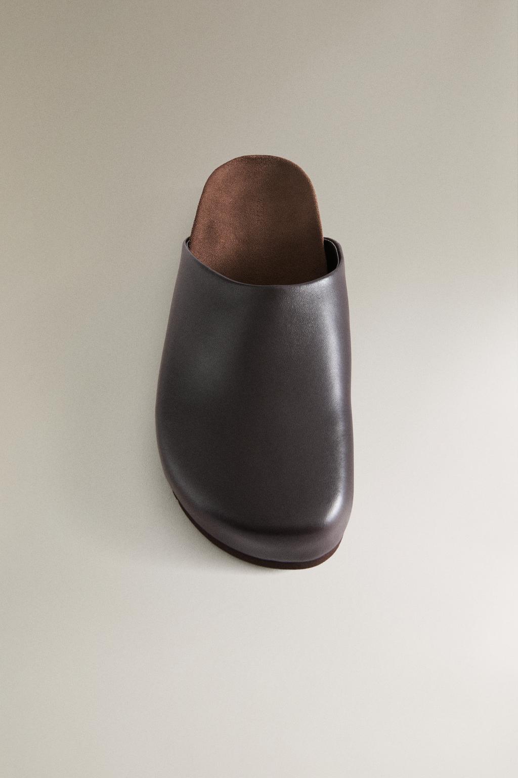 Сабо из натуральной кожи в минималистском стиле