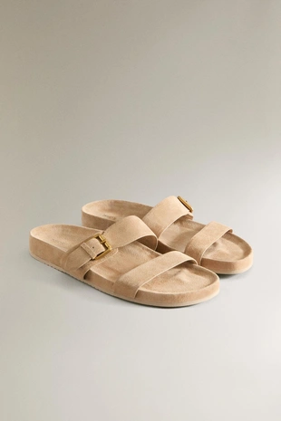 Сандалии из кожи с пряжками- Заказать в России