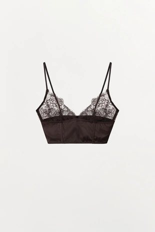 Комбинированный бралетт из атласа и кружева- Заказать в России