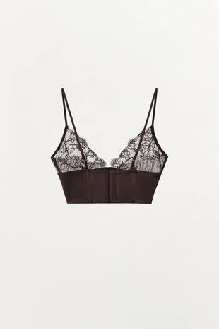 Комбинированный бралетт из атласа и кружева- Заказать в России
