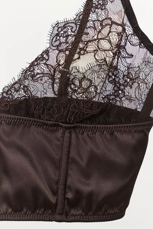 Комбинированный бралетт из атласа и кружева- Заказать в России