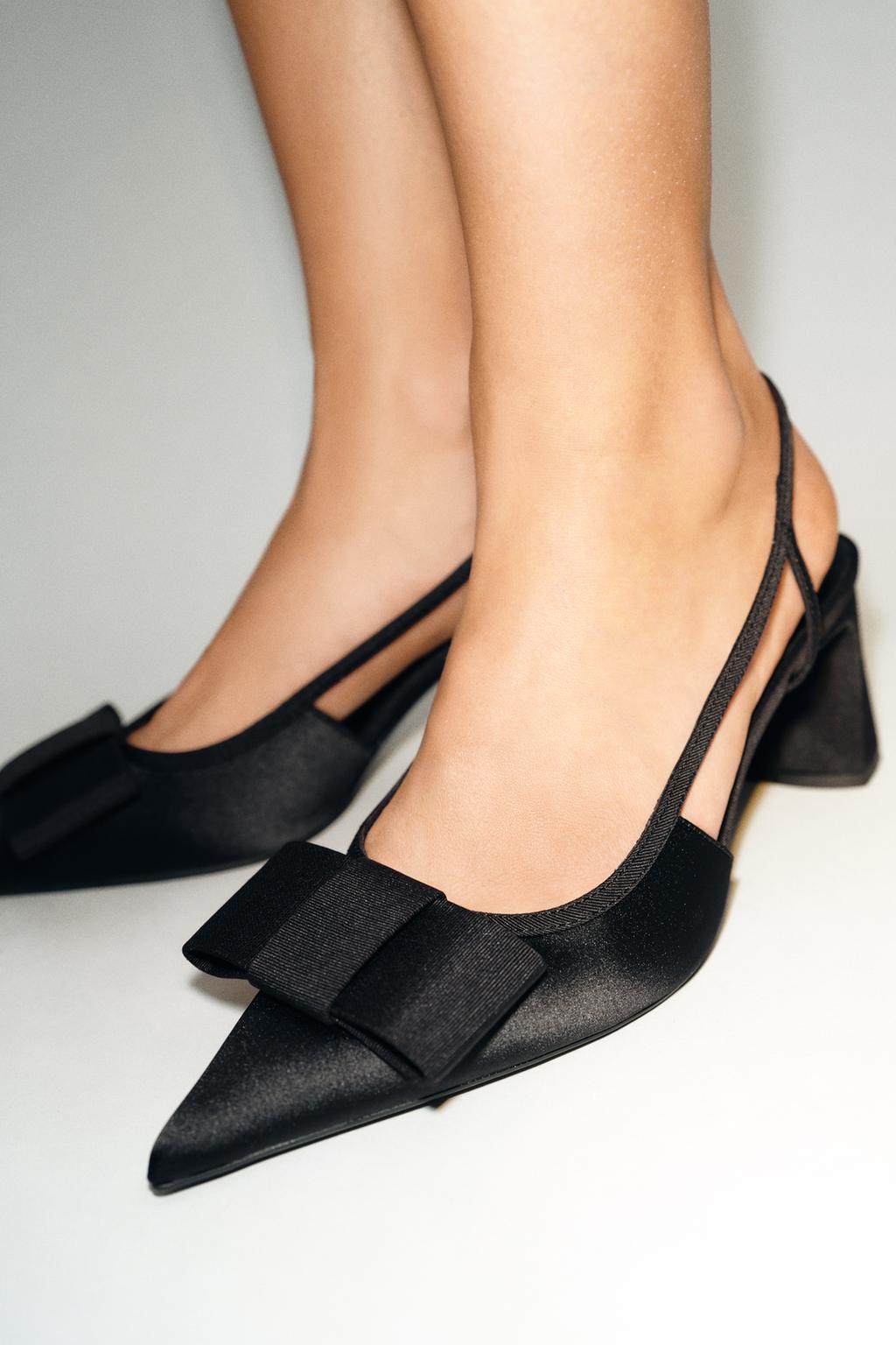 ТУФЛИ-МЮЛИ НА КАБЛУКЕ С БАНТОМ