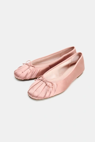 Атласные балетки с бантом- Заказать в России