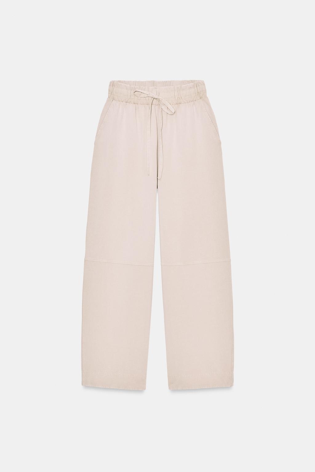 БРЮКИ WIDE-LEG ИЗ ПЛОТНОГО ХЛОПКА