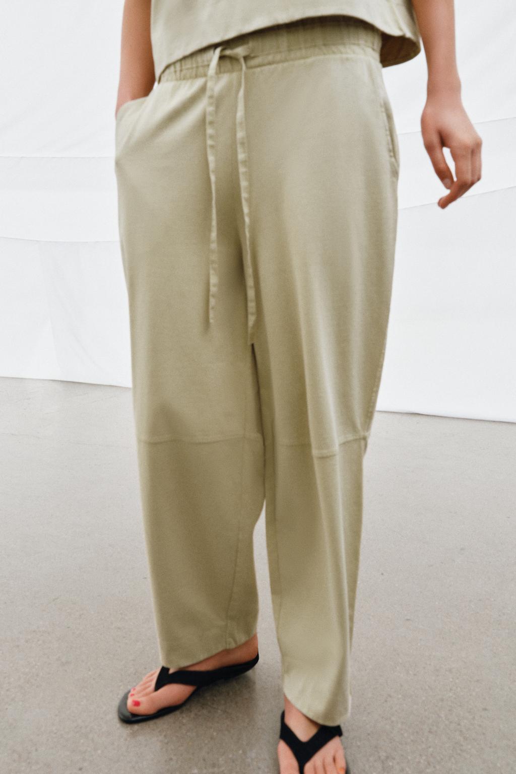 БРЮКИ WIDE LEG ИЗ ПЛОТНОГО ХЛОПКА