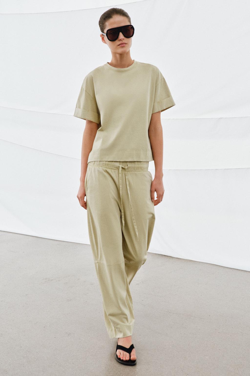 БРЮКИ WIDE LEG ИЗ ПЛОТНОГО ХЛОПКА