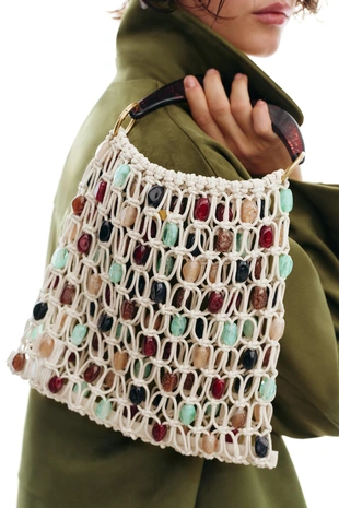 Сумка-мешок с бусинами- Заказать в России