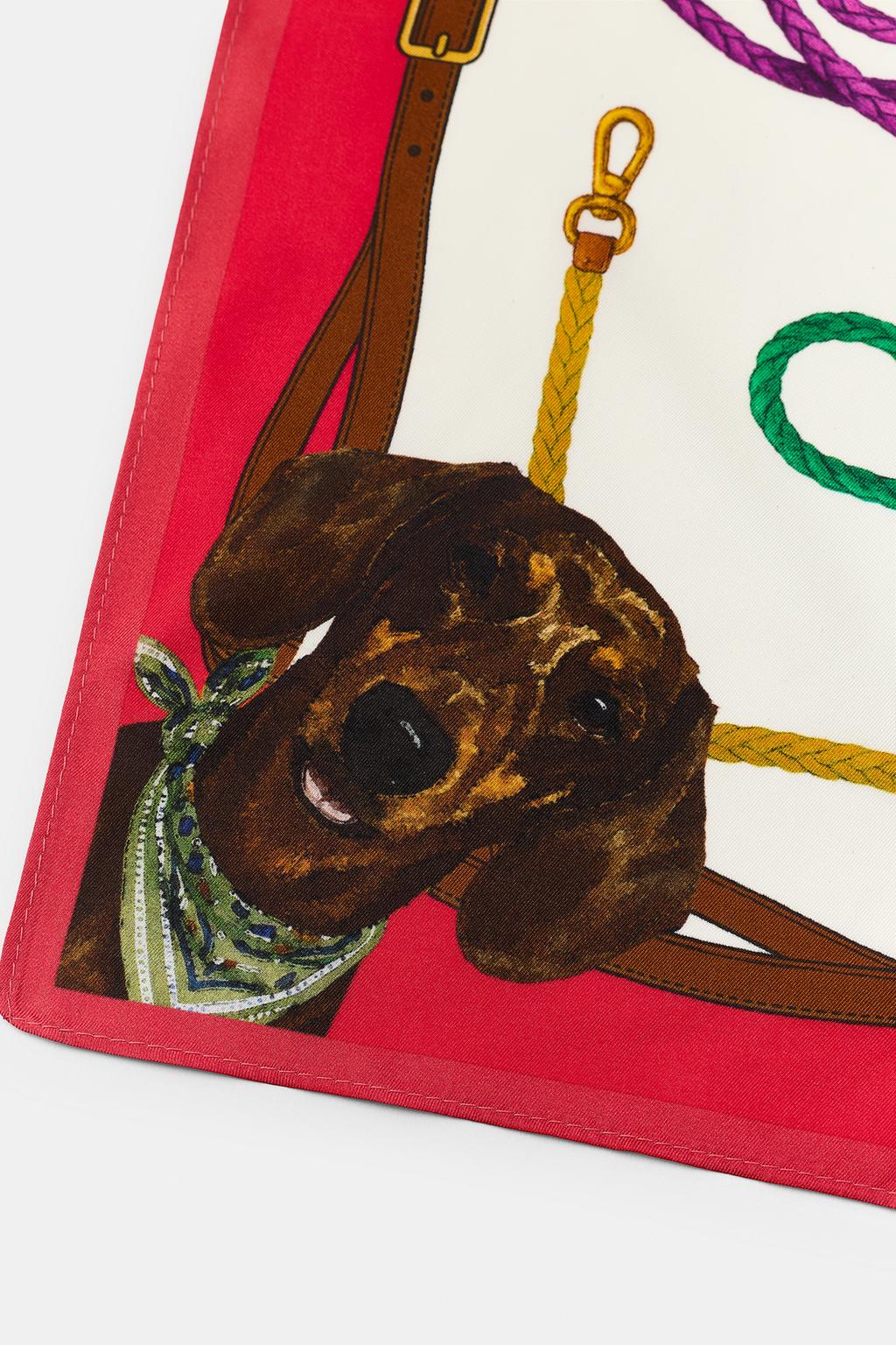 100% ШЕЛКОВЫЙ ПЛАТОК С ПРИНТОМ ТАКСЫ