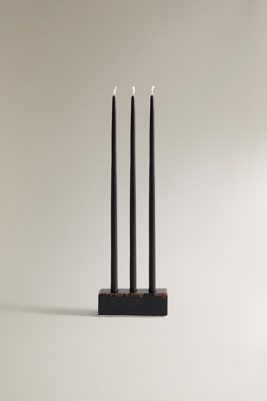 Набор свечей и подсвечников из бархата и кожи