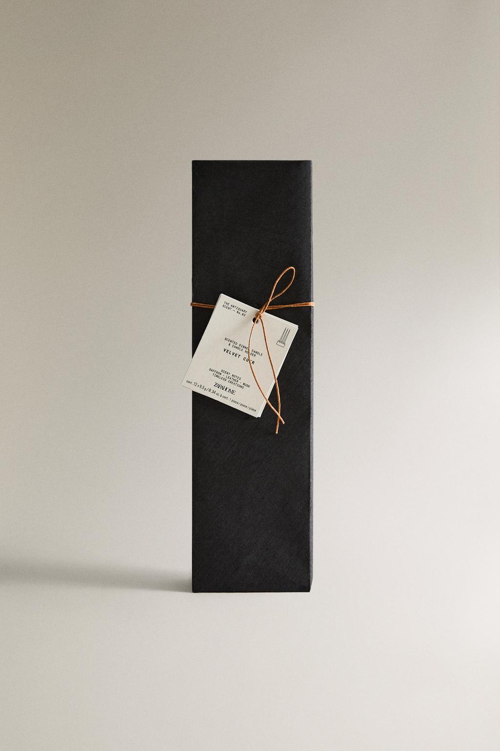 Набор свечей и подсвечников из бархата и кожи