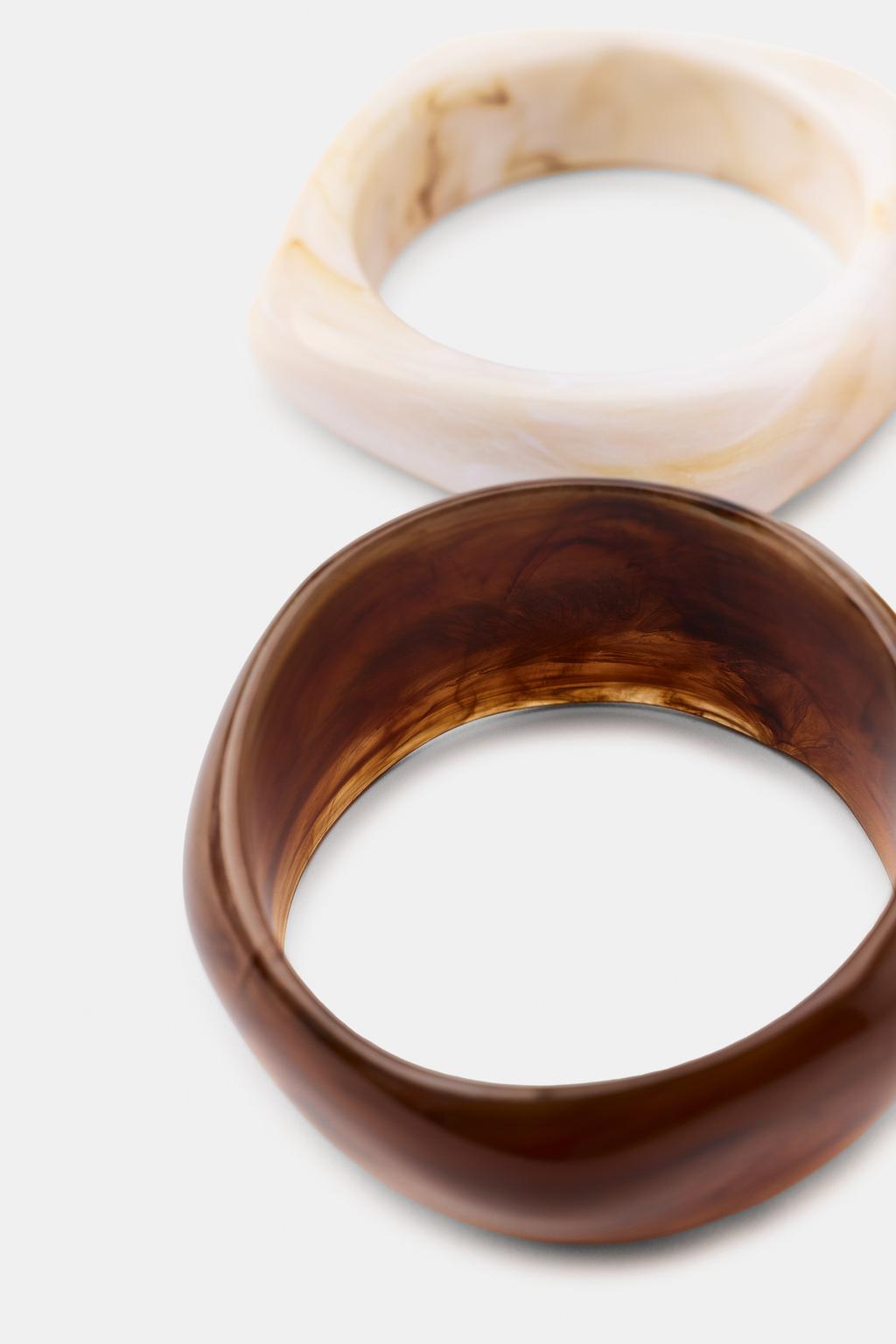 НАБОР ИЗ 3 ЖЕСТКИХ БРАСЛЕТОВ ИЗ СМОЛЫ