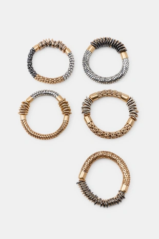 Набор из 5 эластичных комбинированных браслетов- Заказать в России