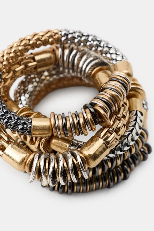 Набор из 5 эластичных комбинированных браслетов- Заказать в России