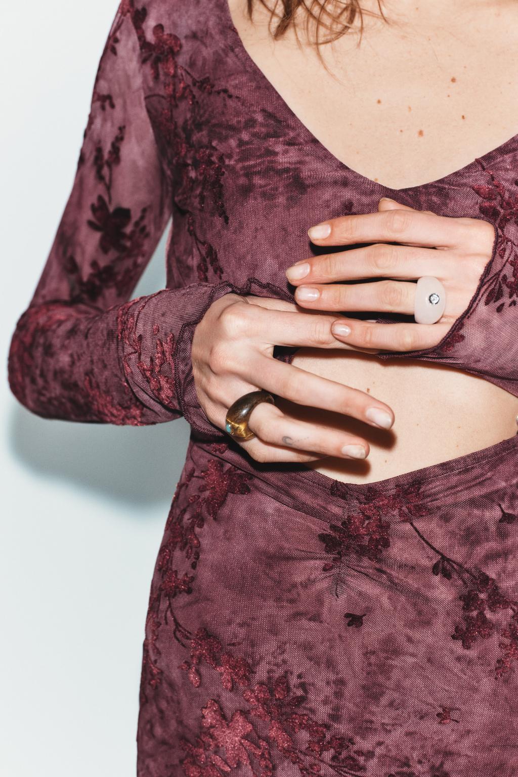 Набор из 2 колец с камнем и блеском