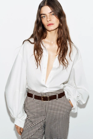 Прямые брюки с ремнем и клетчатым принтом виши- Заказать в России