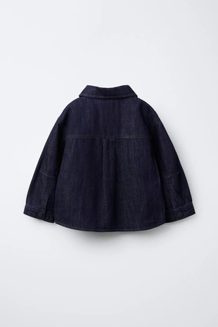 Джинсовая рубашка с прорезиненными пуговицами- Заказать в России