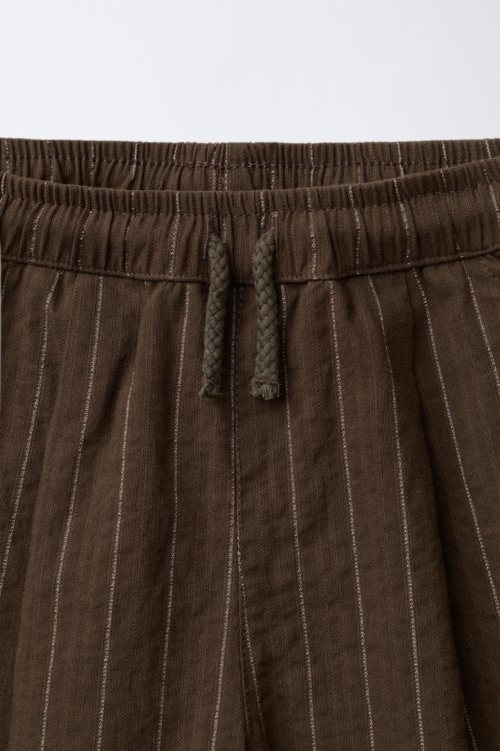 БРЮКИ BAGGY В ПОЛОСКУ ИЗ РЕЛЬЕФНОЙ ТКАНИ