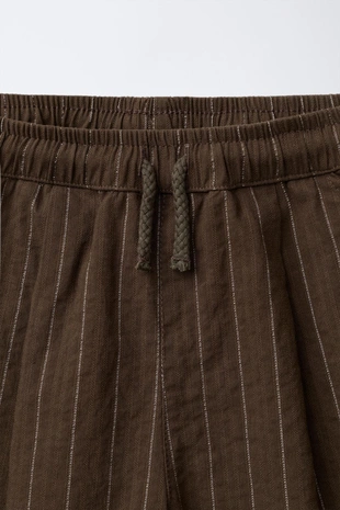 Брюки BAGGY в полоску из рельефной ткани- Заказать в России