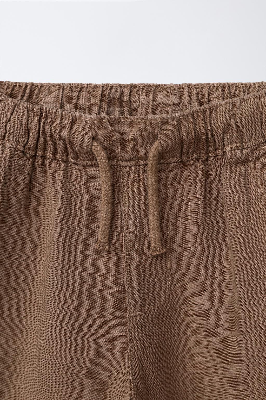 БРЮКИ СТРУЯЩЕГОСЯ КРОЯ ИЗ СМЕСОВОГО ЛЬНА