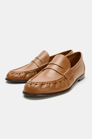 Brown | 2515/610/105 - Zara Мягкие лоферы со сборками